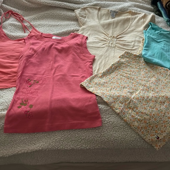 Set of 5 crop fitted tops size small women’s Tommy Hilfiger yogi am eagle etc - Picture 1 of 11